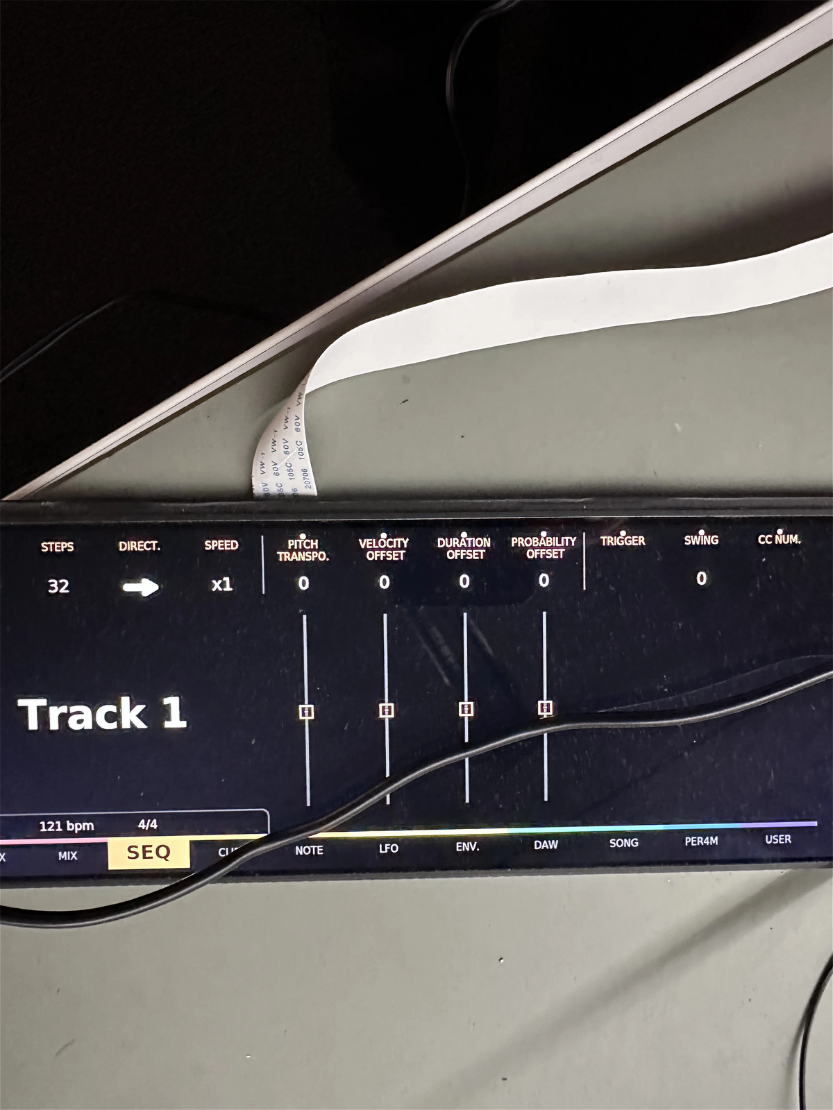 The sequencer page running on the 1920 by 515 panel on the bench