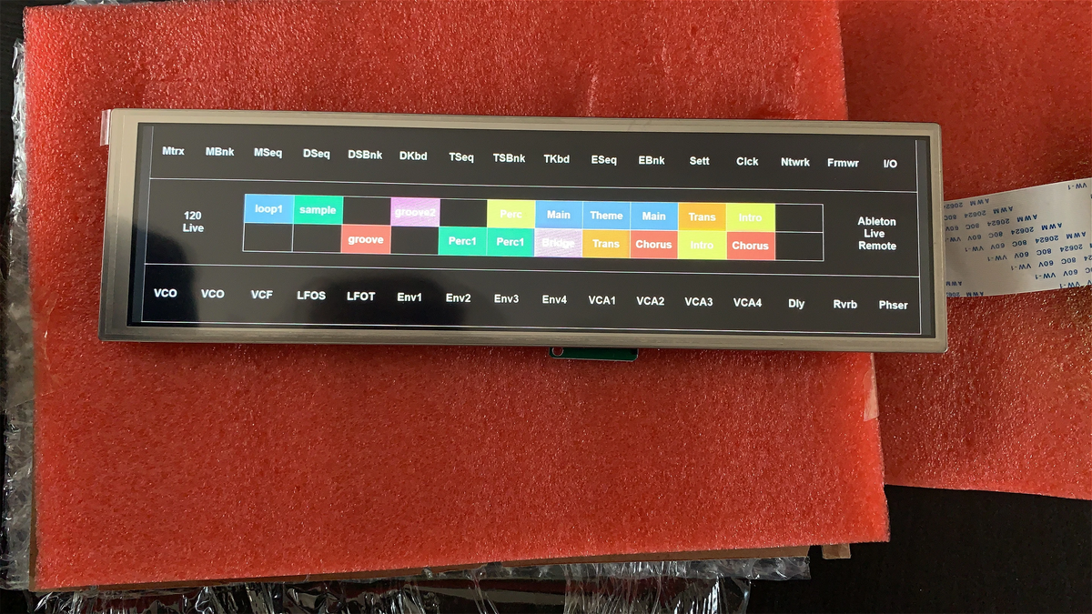 The first display panel Reliq worked with, showing an early interface layout