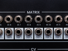 Close up of the Breakout Module matrix inputs and outputs (no edition word, so it shows for both)