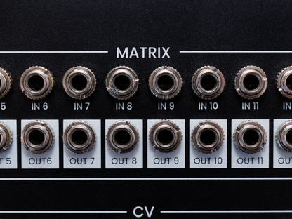 Close up of the Breakout Module matrix inputs and outputs (no edition word, so it shows for both)