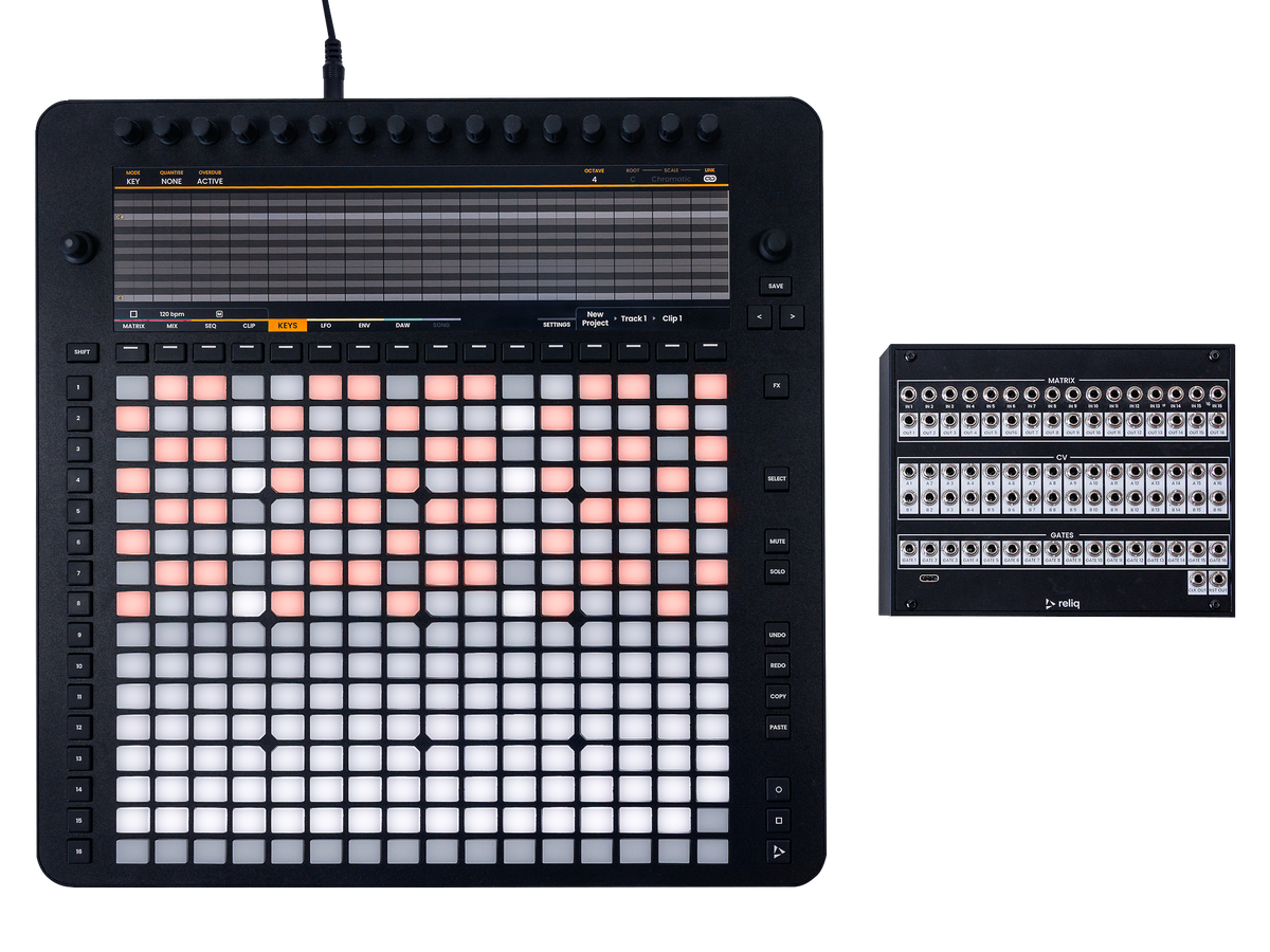 Reliq Black hybrid instrument from above, with the Breakout Module