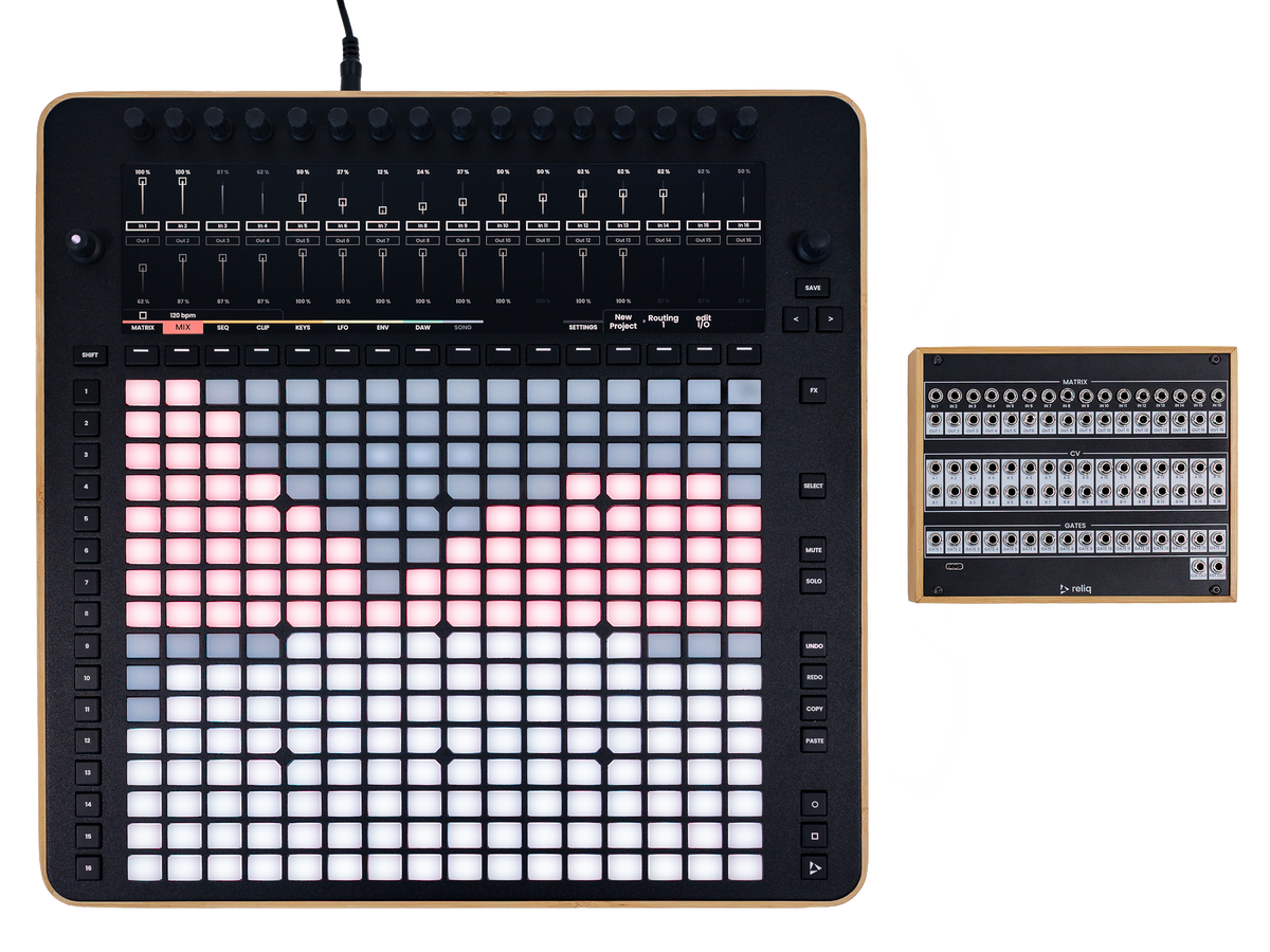 Reliq Wood hybrid instrument from above, with the Breakout Module